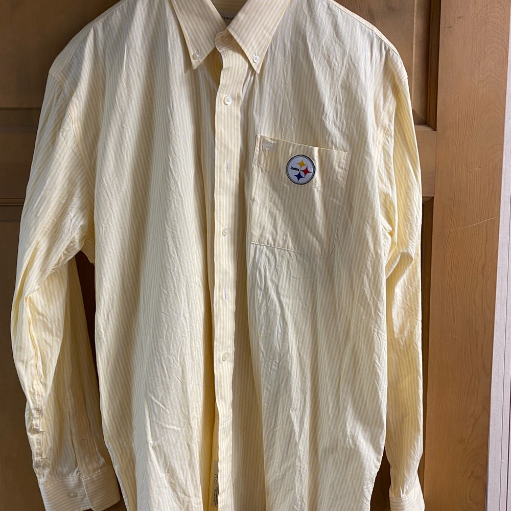 Cutter & Buck Yellow Striped Button Down Shirt